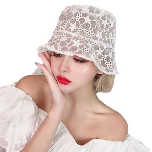 Women Lace Fisherman Hat Korean Style Outdoor Bucket Cap Sunscreen Summer Breathable Fairy Thin Hats