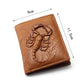 Genuine Leather For Man 3d Scorpion Pattern Retro Personality Male Short Wallet Card Holder Famous B