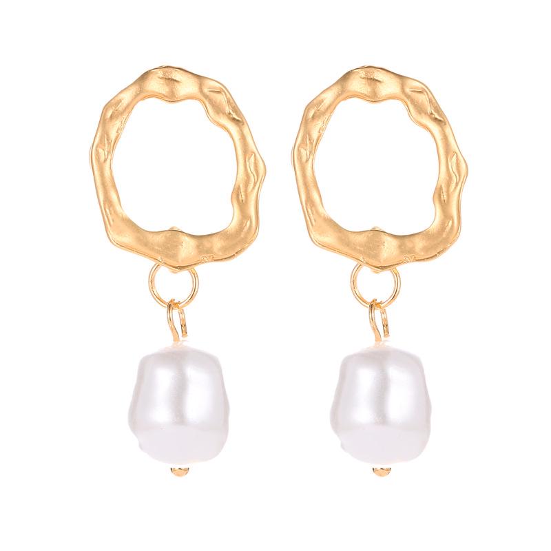 Fashion Earrings Simple Asian Gold Geometric Wave Pearl Earrings Earrings Fashion Wild Accessories