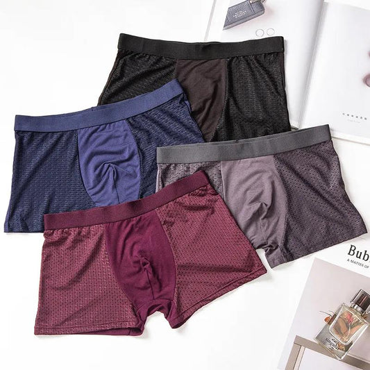 Men's Underwear Ice Silk Boxer Silk Sexy Boxer Briefs Summer Ultra-thin Breathable Silky Mesh Boxer Briefs