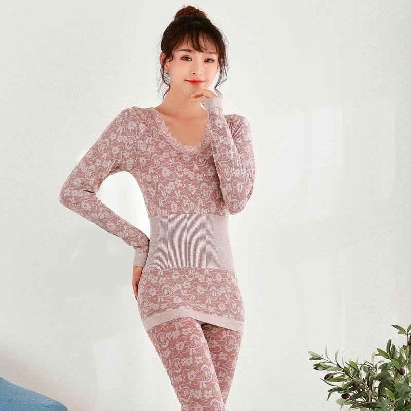 Women's Autumn Clothes Long-sleeved Bottoming Shirt, Cotton Thermal Underwear Plus Size Cotton Sweater Suit