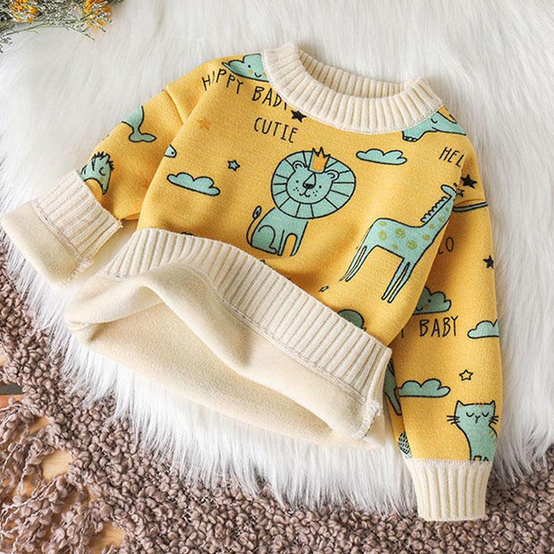 Baby Sweater and Cashmere Fall/winter Girl's Knit Sweater Pullover Boy Warm Jacket Baby Middle and Small Children Children's Sweater