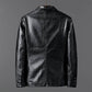 Men's Fashion Leather Slim Fit Business Jacket Casual Motorcycle Long Sleeve Leather Jacket