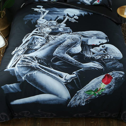 2 /3pcs 3d Ride Die Bedding Set Halley Motorcycle Duvet Cover Soft Queen/king/full/twin Size Bedspread