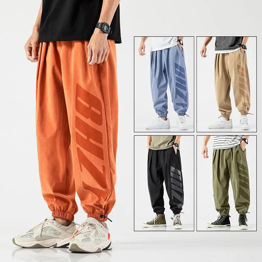 Men's Trousers Ninth Pants Trend Loose Large Size Trousers Autumn Tie Feet All-match Sports Casual Pants Men