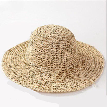 Wide Brim Floppy Raffia Fold Sun Hat Summer Hats for Women Out Door Sun Protection Straw Hat Women