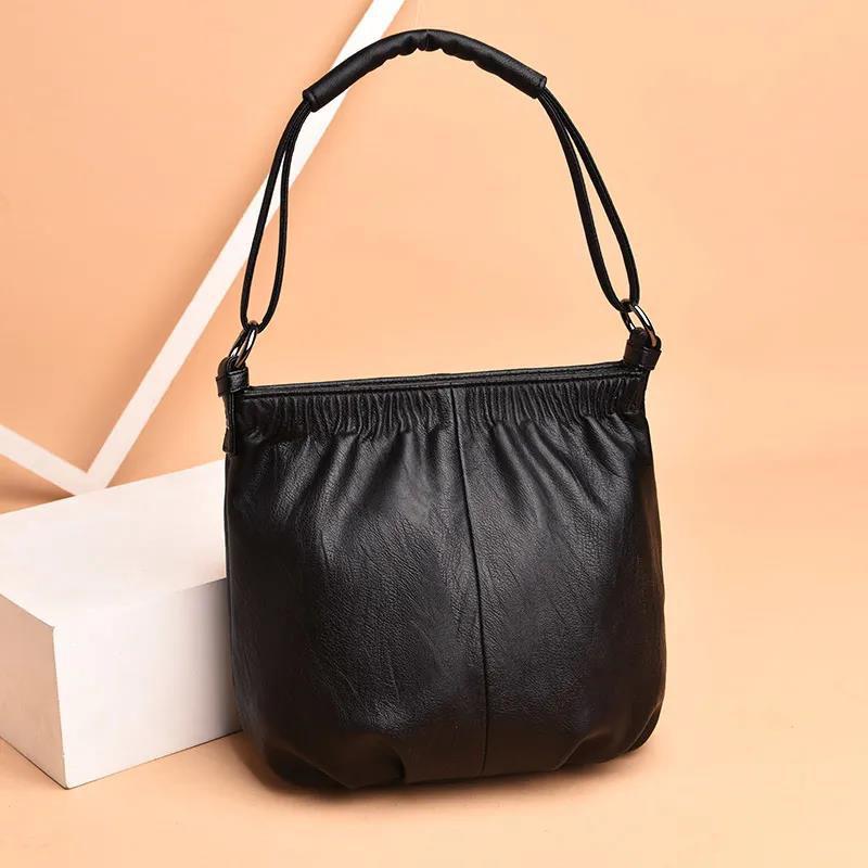 Women Bucket Bag handbag Casual Female Crossbody Bags Portable Genuine Leather Cowhide Large Capacity