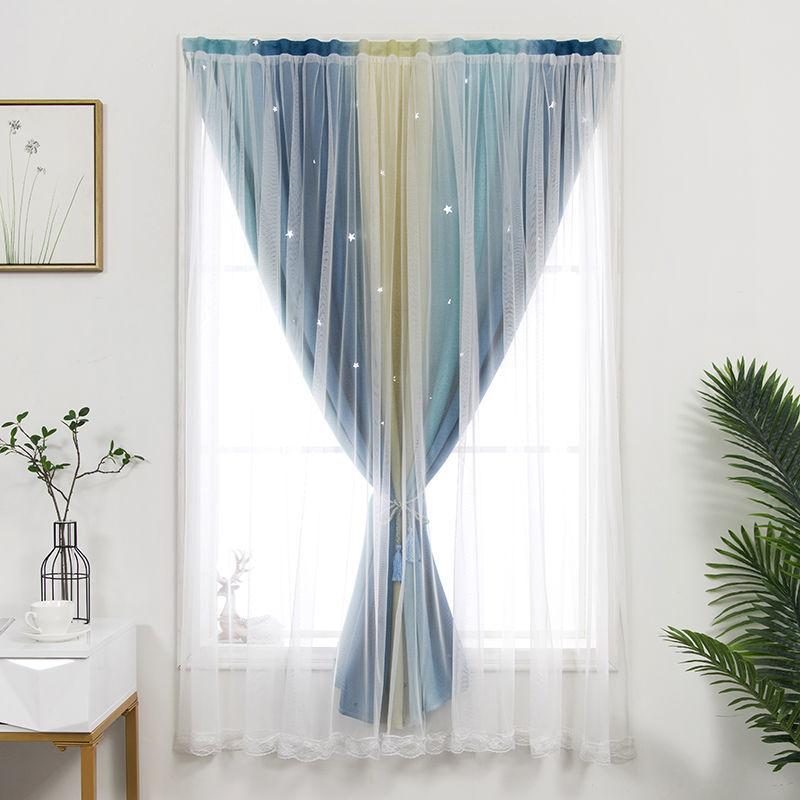 Net Red Self-adhesive Non-perforated Curtain Shading Cloth Bay Window Bedroom Magic Sticker Rental Room Curtain (1 piece)