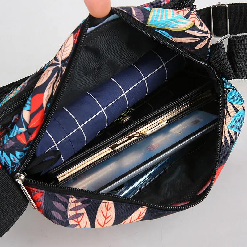 Nylon Colorful Cloth Bag Multi-layer Zipper One-shoulder Messenger Backpack Women Shopping Leisure Bag Cashier Bag