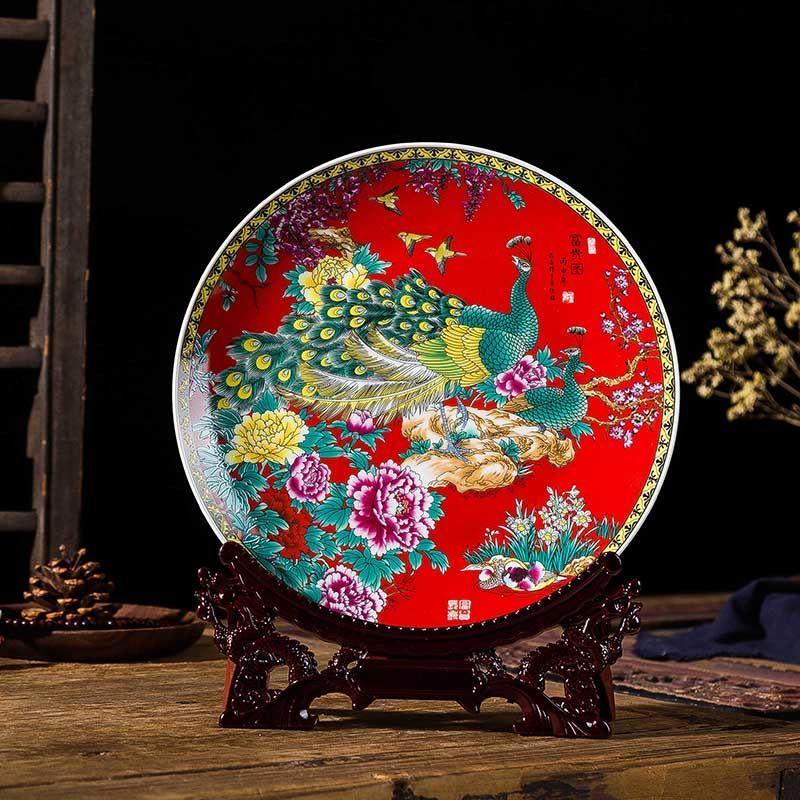 Famille Rose Porcelain Plates Chinese Traditional Ornaments Antique Cultural Relics Ornaments Creative Crafts