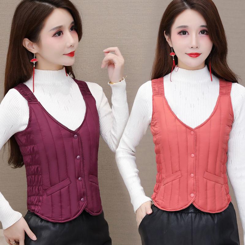 Fall/winter Down Cotton Vest Women's Close-fitting Inner-wearing Warmth and Slim-fitting Short Lightweight Base Liner Waistcoat Vest Cotton Jacket