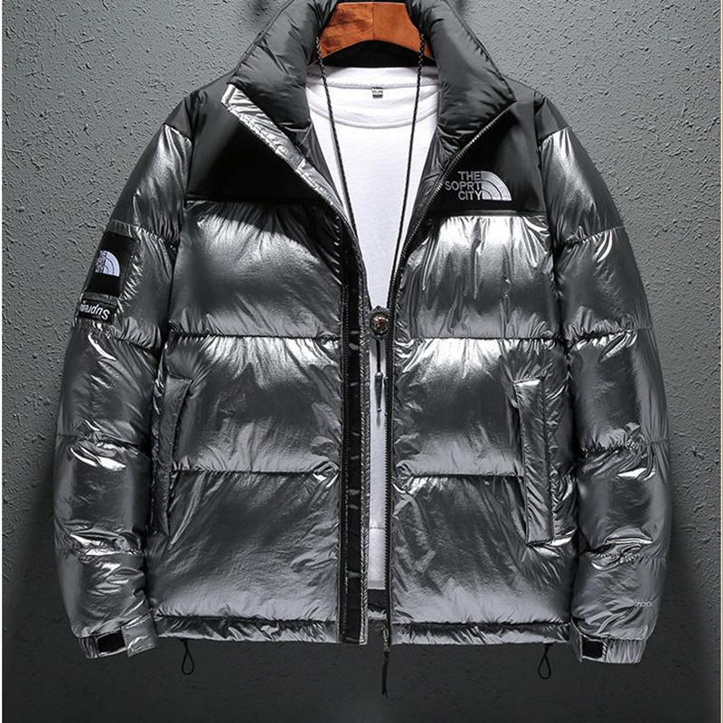 Large Size Silver All-match The Most Fashionable Trend of Men's Cotton Winter Loose Thick Warm Jacket