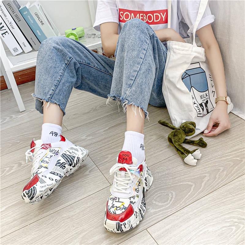 Women Platform Chunky Sneakers Fashion Women's Flat Thick Sole Shoes Woman Dad Trainers