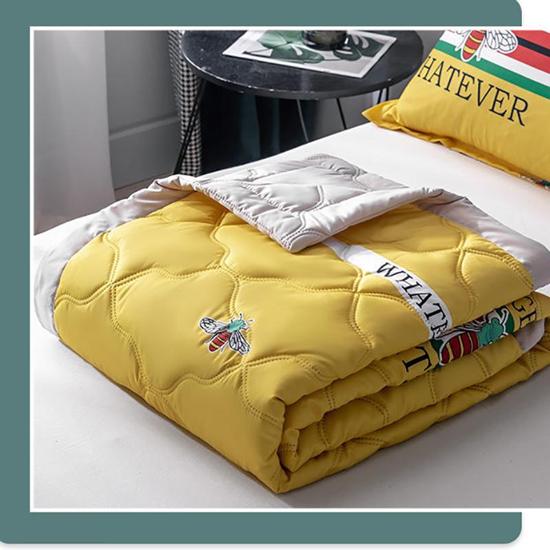 Summer Ice Silk Cool Quilt Four Seasons Universal Soft Washed Cotton Skin-friendly Feather Velvet Air-conditioning Quilt