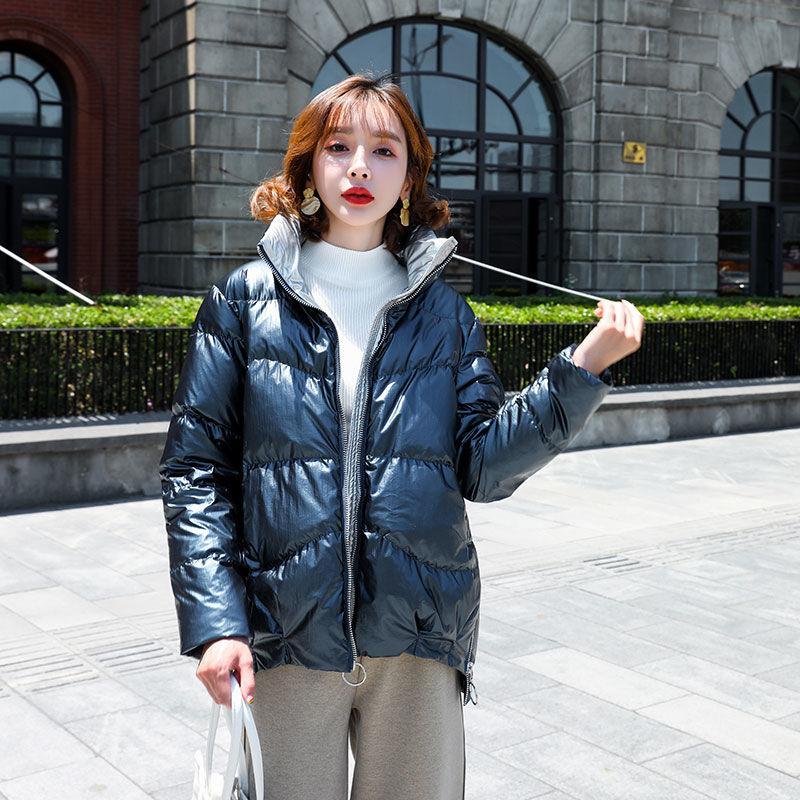 Glossy Down Jacket Women's Mid-length Lightweight Loose Thick Warm White Duck Down Jacket