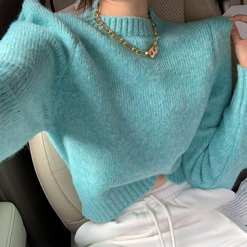 Cropped Sweater Women Fashion Knitted Jumper Pullover Sweaters Autumn Winter New Fashion Long Sleeve Casual Tops Women Knitwear Clothes