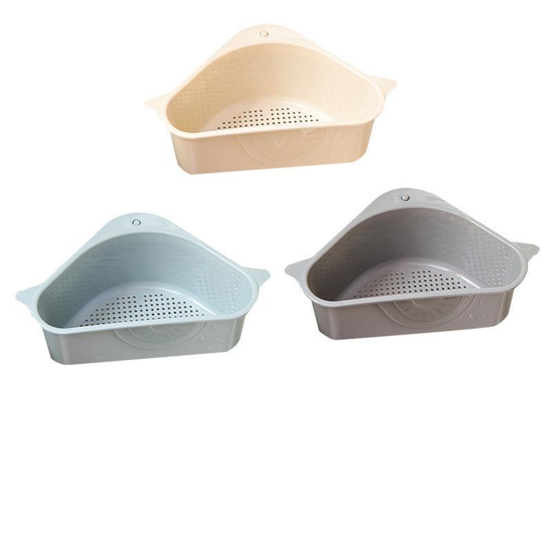 Triangular Kitchen Sink Drain Basket Filter Basket Suction Cup Plastic Storage Rack Kitchen Supplies Wipe Storage Basket