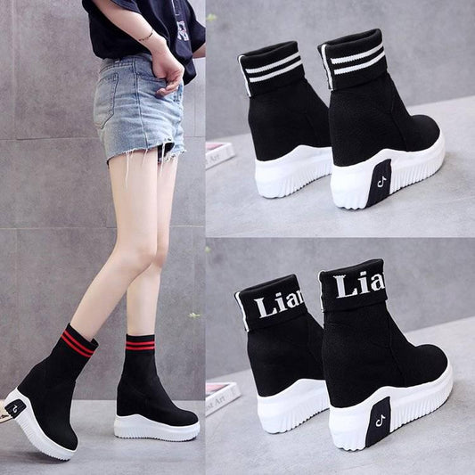 Autumn Winter Super High Martin Boots Female Boots Thick Bottom Casual Shoes Elastic Sock Ankle Boot