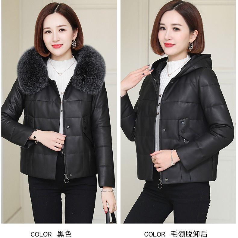 Feather Down Cotton Jacket Imitation Sheep Skin Small Leather Women Short Loose Fashion Trend Warm High Waist Jacket