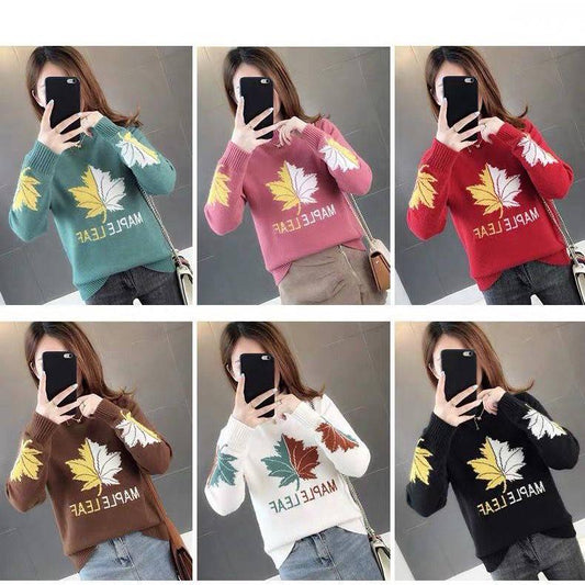 Autumn and Winter Bottoming Shirt Warm Long Sleeve High Collar Sweater Knitting Sweater Women's