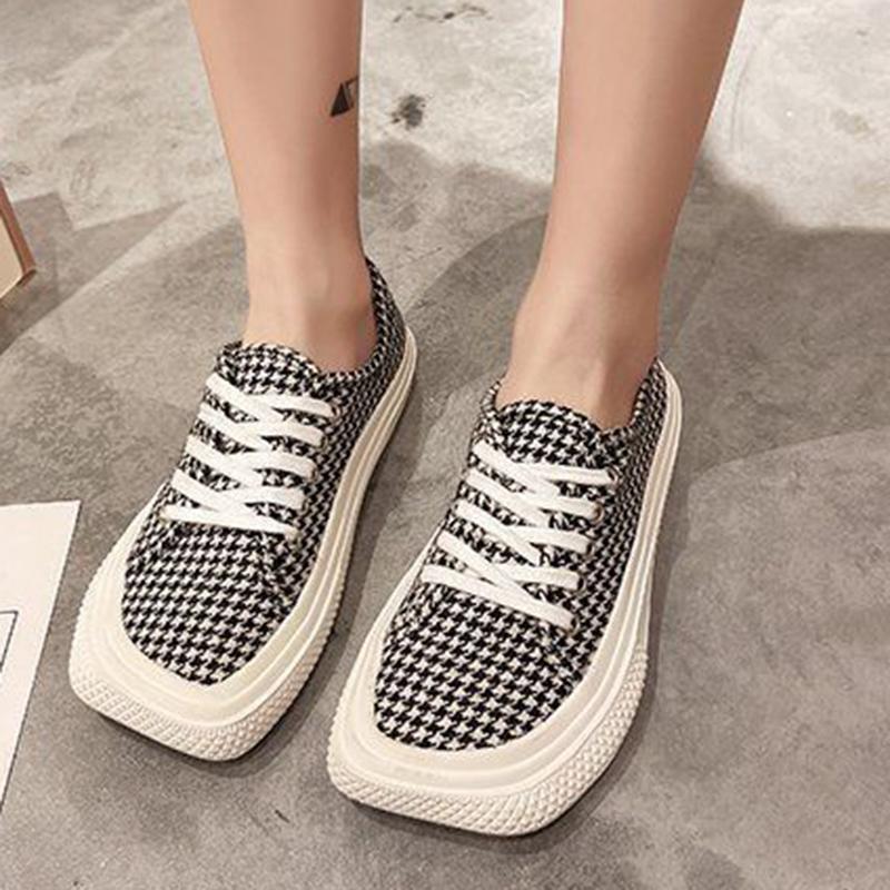 Canvas Shoes Female Students Korean Version of Mango Head Spring Leopard Print Flat Bottom All-match Casual Shoes White Shoes