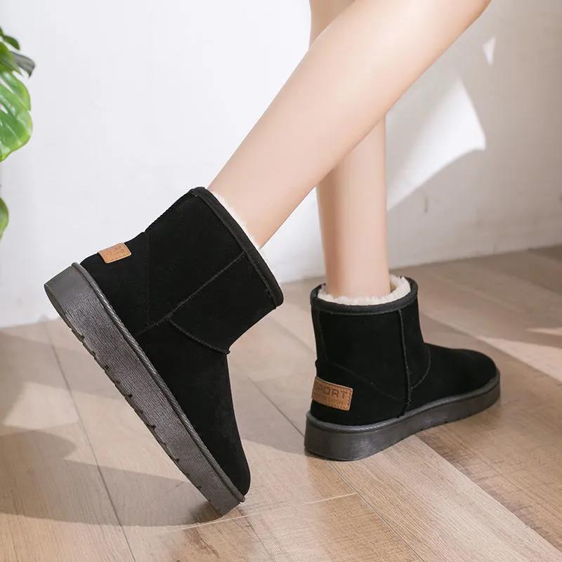 Snow Boots Women Plus Velvet Autumn and Winter Snow Cotton Shoes Non-slip Flat Short Tube Warm Women's Shoes