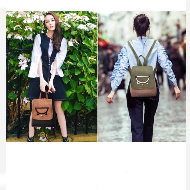 Backpack Women Solid Color PU Leather Backpack Cartoon Bag