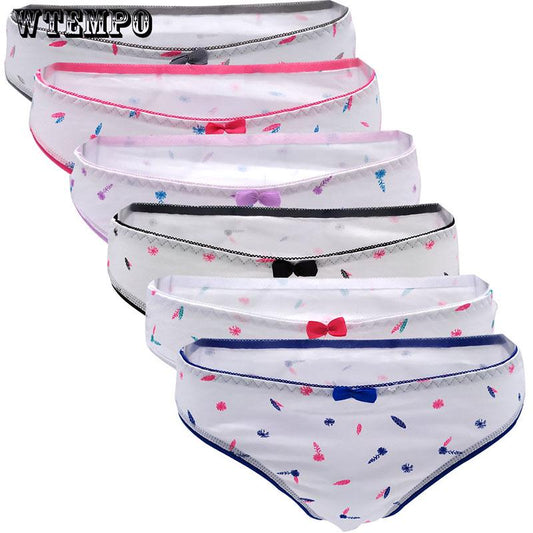 WTEMPO 6 Pcs/Lot Modern print girls panties Intimate Woman Underwear Cotton Low Waist Sexy Briefs