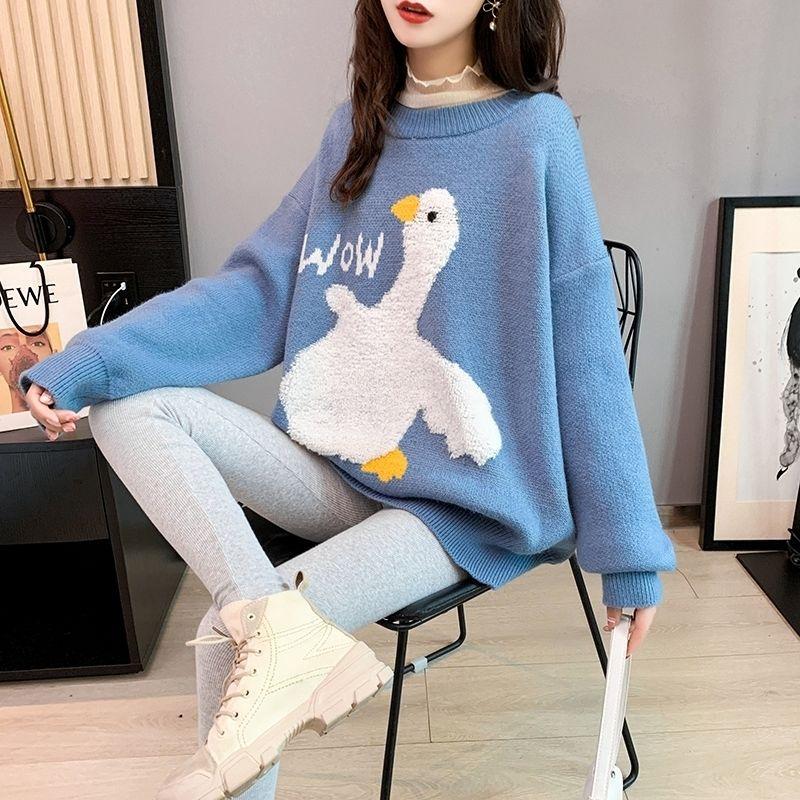 Autumn and Winter Loose Casual Sweater Cartoon Pattern Fashion Jacket Cute Style Female Student Top