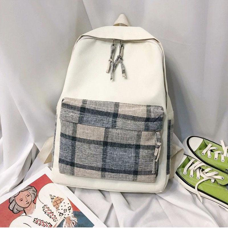 Casual Backpack Simple Women's Multi-layer Canvas Schoolbag Travel Shopping Student Large Capacity