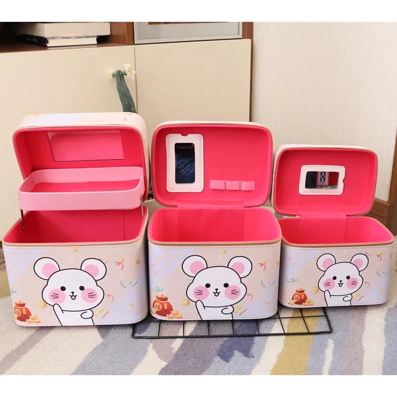 Cute Cartoon Cosmetic Box Large-capacity Multi-functional Portable Girl's Heart Cosmetic Bag Storage Box