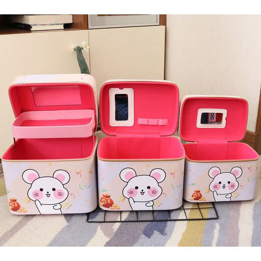 Cute Cartoon Cosmetic Box Large-capacity Multi-functional Portable Girl's Heart Cosmetic Bag Storage Box