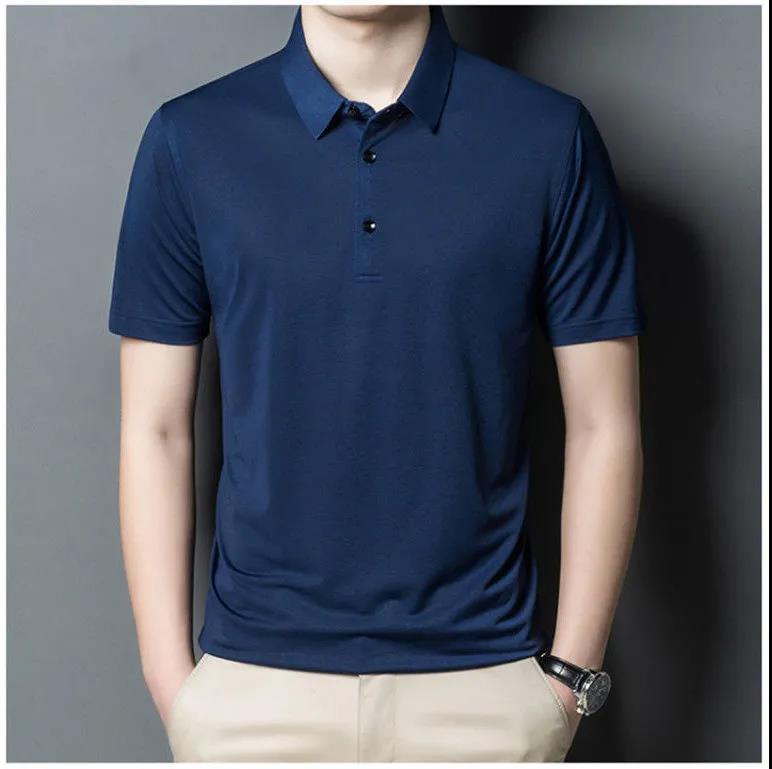 Men's Summer Ice Silk Middle-aged Short-sleeved T-shirt Loose Casual Business T-shirt Men's Top