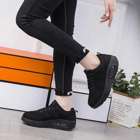 Spring and Summer Casual Shoes Women's Soft-soled Flying Woven Sneakers Fashion Breathable Rocking Shoes