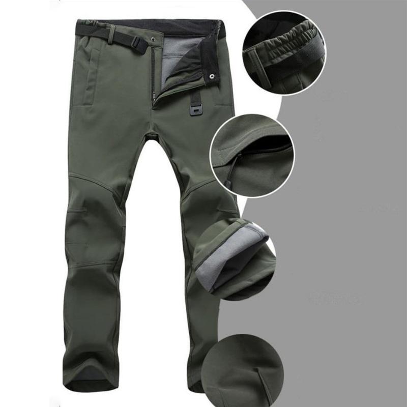 Men's Waterproof Casual Pants Winter Plus Velvet Cold and Warm Windproof Stretch Trousers Mountaineering Tactical Work Pants