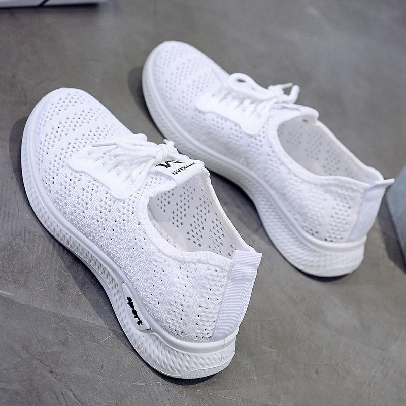 2021 Spring Summer Sports Shoes Women's Breathable Hollow Mesh Shoes Versatile Casual Shoes Lightweight Soft Sole