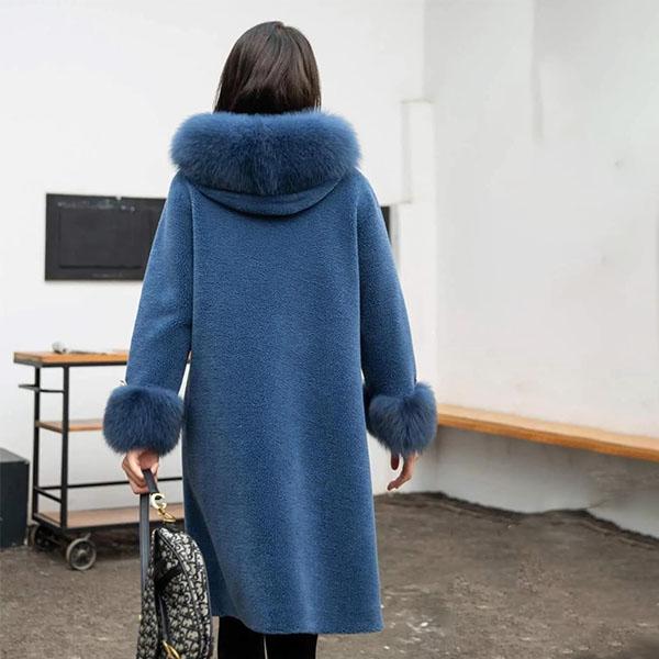 Winter High-end Imitation Fur Coat Women's Slim Thicker Loose  Cotton Top Particle Sheep Shearing Women's Hooded Fox Fur  Coat