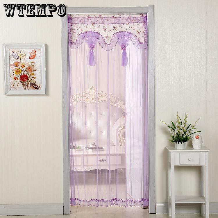 WTEMPO Lace Spinning Mute Anti-mosquito Long Curtain Free Punching Telescopic Rod Curtain Bedroom