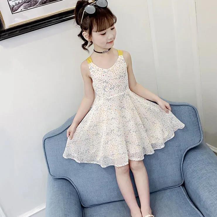 Children Dress Spring Summer Sling Kids Clothing  Baby Girls Clothing Printing Sleeveless Dress Girl