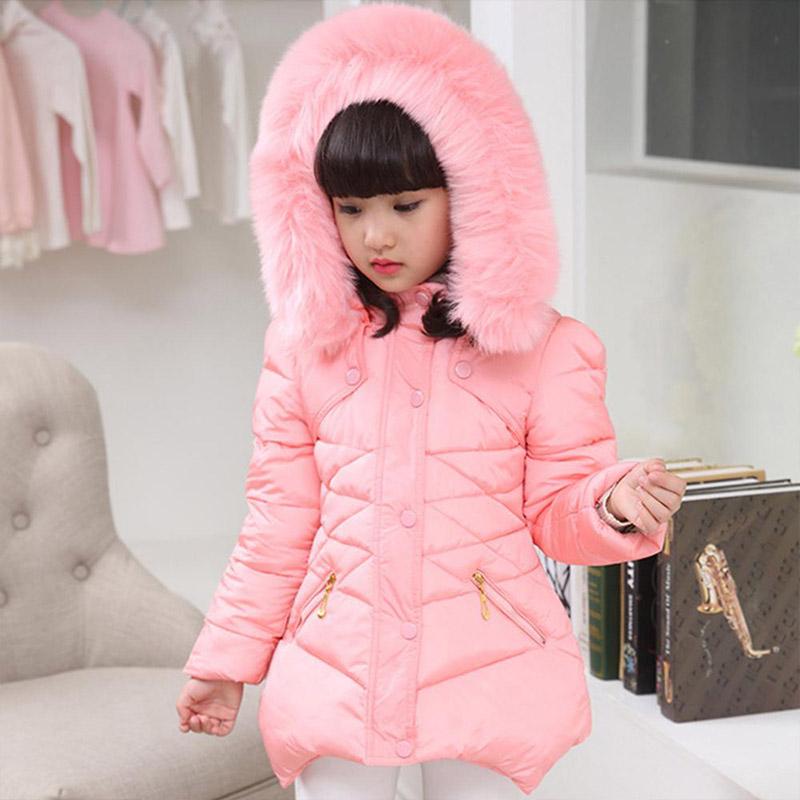 Girls' Winter Coat Mid-length Plus Velvet Thickening Autumn and Winter Little Girl Padded Jacket Children's Warm Down Jackets