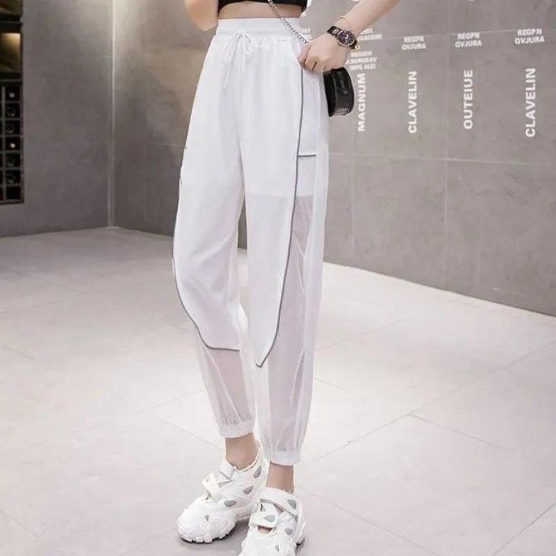 Thin Casual Pants Women's Summer Loose-fitting Gauze Reflective Quick-drying Sports Students Nine-point Harem Pants