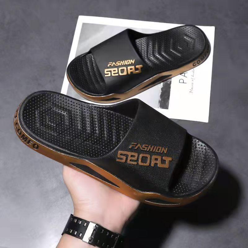 Men's Slippers Non-slip Thick-soled Wear-resistant One-word Slippers Personality Trend Home Bathroom Sandals and Slippers