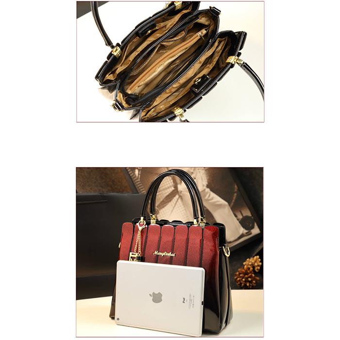 European  American Fashion Personality Handbag Large Capacity Patent Leather Slung Shoulder Bag