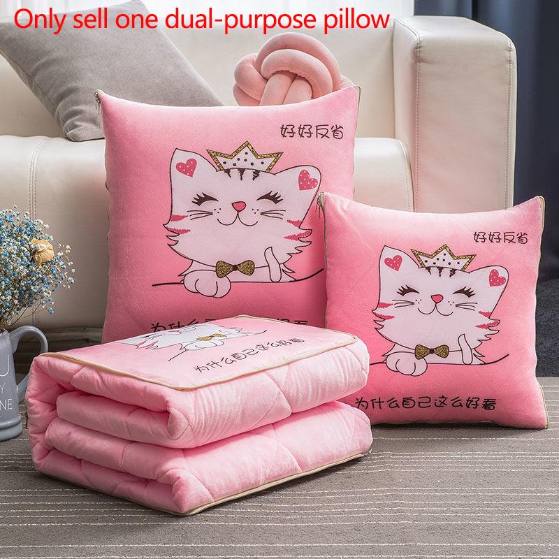 Winter Dual-use Pillow Variable Quilt Coral Fleece Home Sofa Pillow Car Warmth Artifact