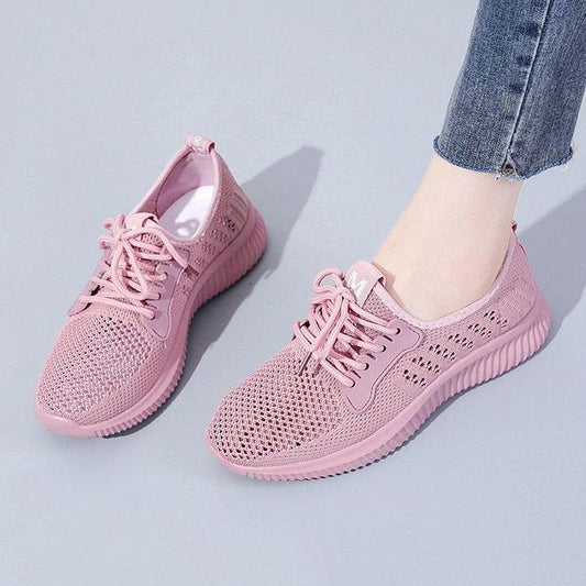 Women's Sports Shoes Summer Versatile Breathable Mesh Casual Shoes Autumn Soft Bottom Non Slip Solid Color Mother's Shoes