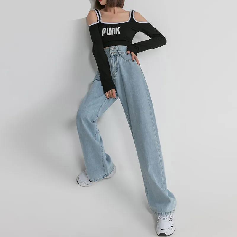 Woman Jeans High Waist Clothes Wide Leg Denim Clothing Blue Streetwear Vintage Quality 2022 Fashion Harajuku Straight Pants