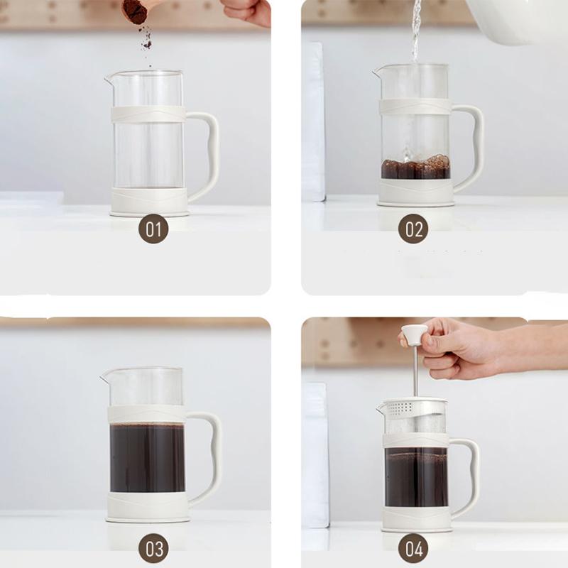 French Press Pot Coffee Pot Hand-pushed Filter Press Pot Glass Tea Maker Milk Foam Press Teapot Coffee Filter Cup