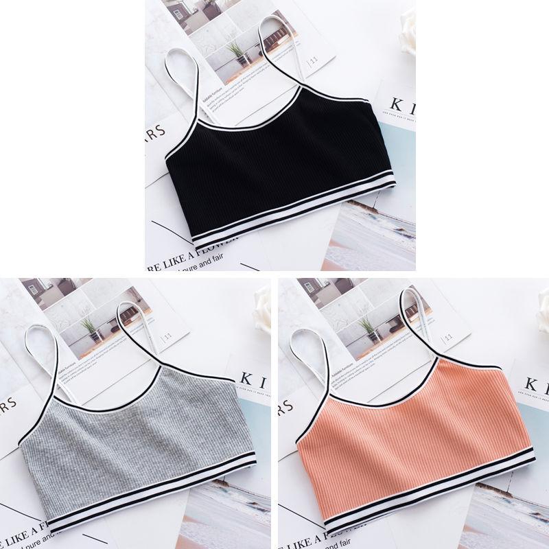 3Pc/lot Teenage Girl Sling Training Bra Soft Cotton Cute Bralette Underwire Free Underwear for Puberty Girls 8-12Y