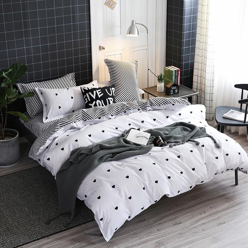 WTEMPO 12 Styles Bedding Set Duvet Cover Set Polyester Fiber Bed Sheet Sets Sets Black Cat Size Twin