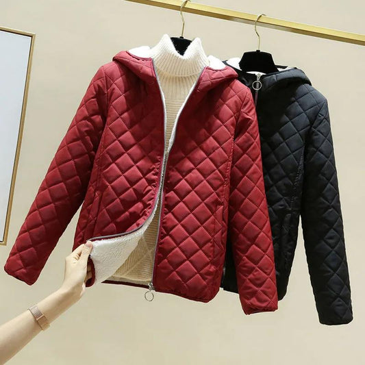 Plush Padded Hooded Cotton-padded Jacket Women's Winter Clothing  Lamb Velvet Coat Cotton-padded Jacket